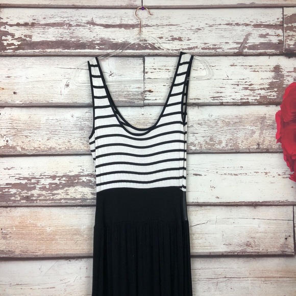 Vintage mix media striped knit leather maxi dress - Picture 3 of 7